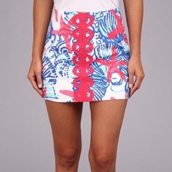 Lilly Pulitzer Dresses & Skirts - Lilly Pulitzer | Pink Blue She She Shells Skirt 0